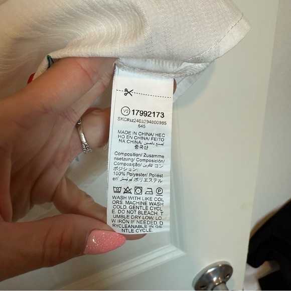 SHEIN White Cherry Print Button Down Shirt- Medium - Picture 5 of 5